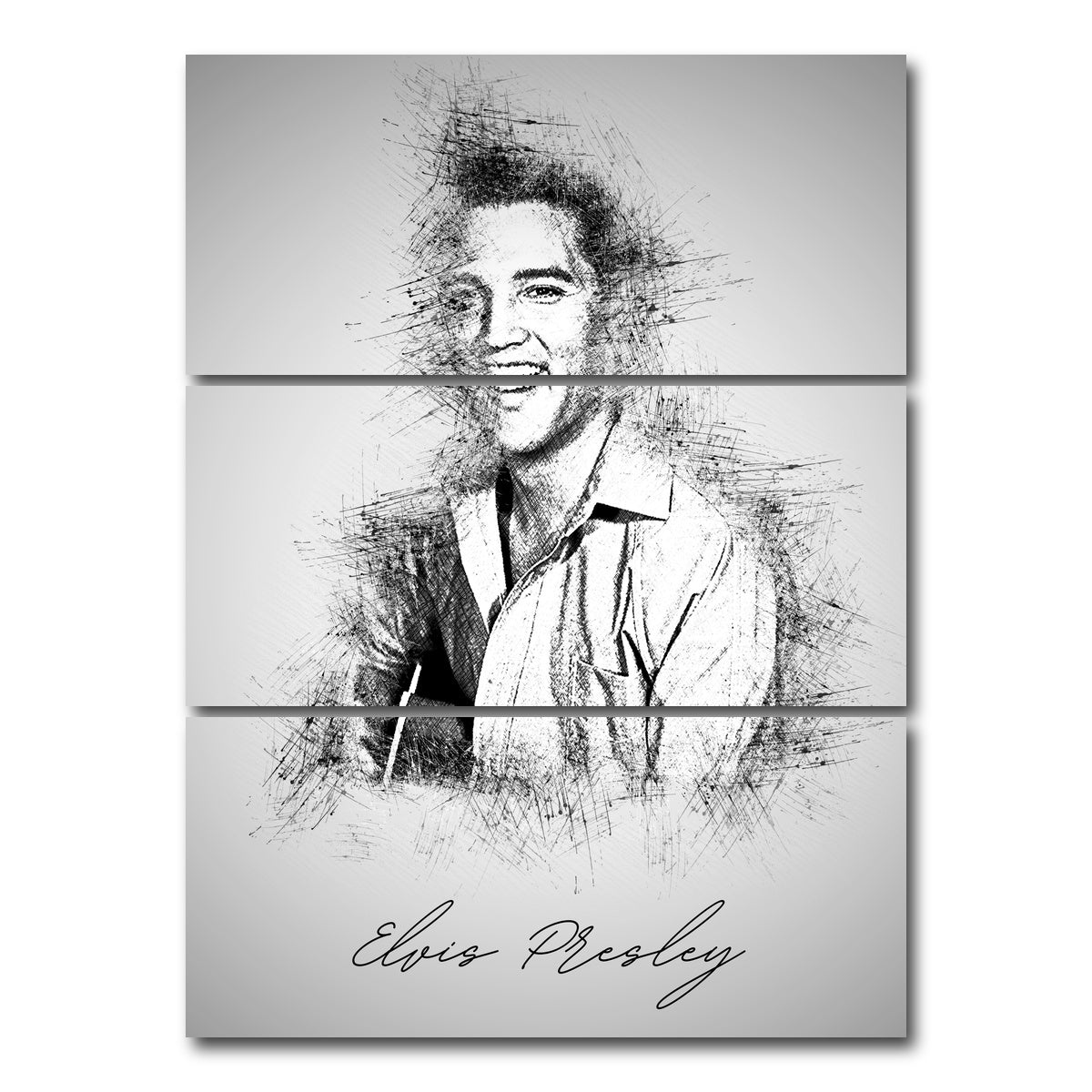 AUTO-MOCKUP WHITE | Elvis Presley Sketch | 3 Piece | Gallery Wrap Canvas | group=8x18_stacked
