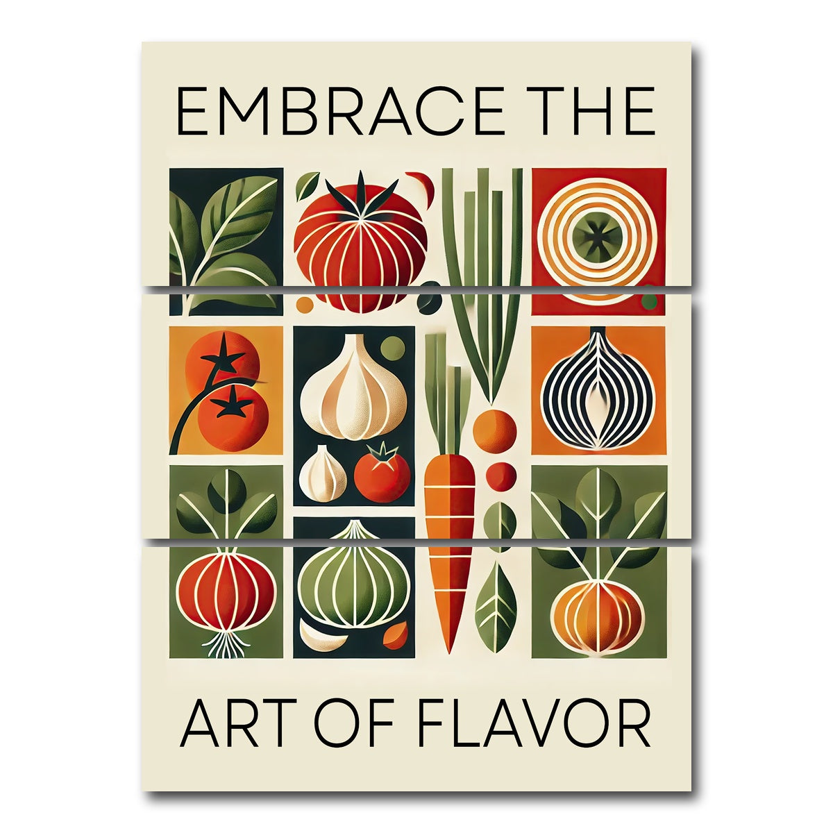 AUTO-MOCKUP WHITE | Embrace the art of flavor | 3 Piece | Gallery Wrap Canvas | group=8x18_stacked