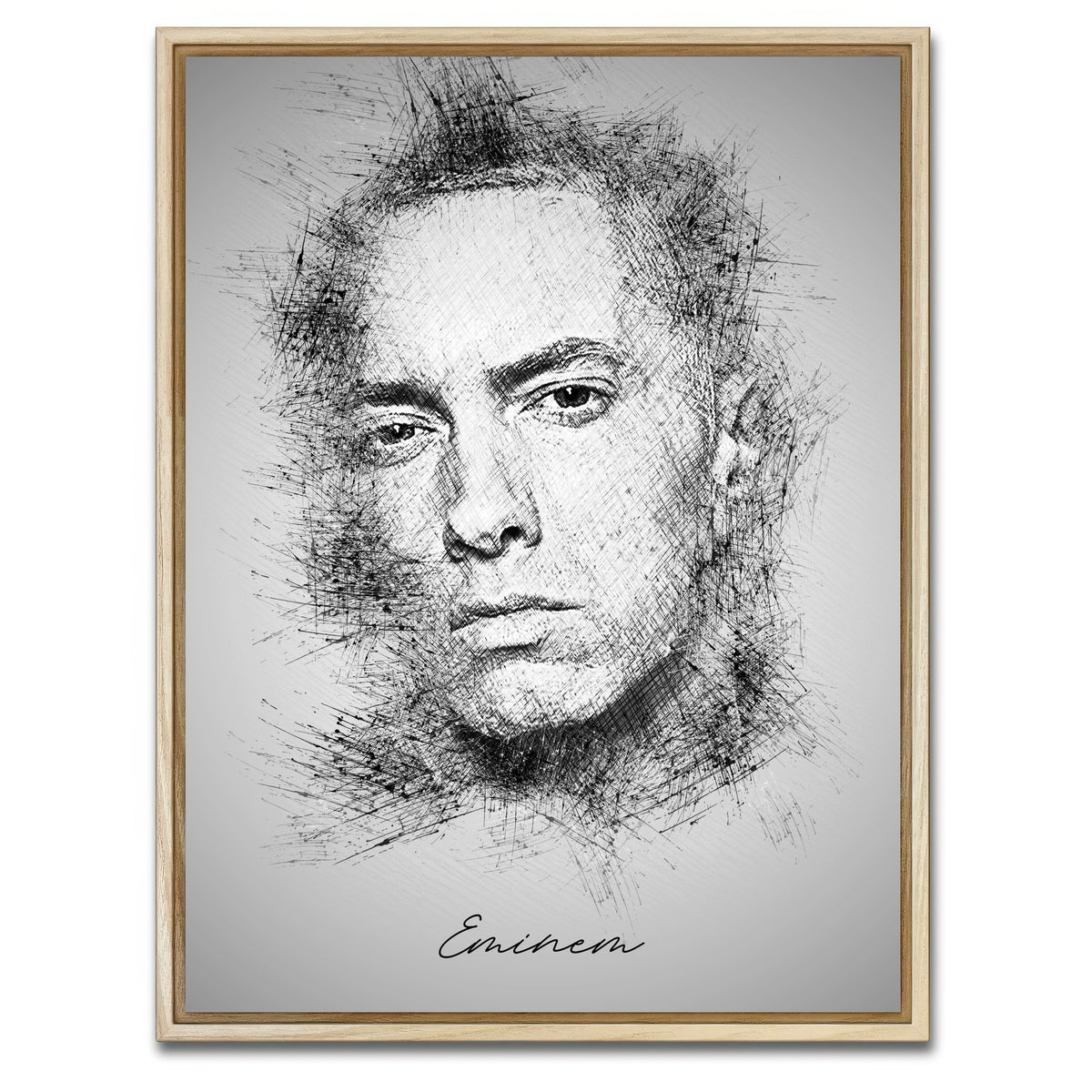 AUTO-MOCKUP WHITE | Eminem Sketch | 1 Piece | Natural Framed Canvas | group=3x4