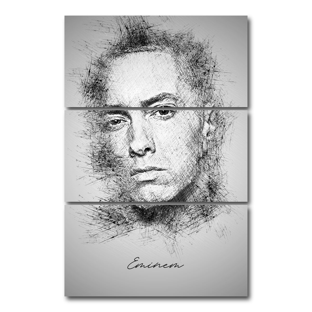 AUTO-MOCKUP WHITE | Eminem Sketch | 3 Piece | Gallery Wrap Canvas | group=12x24_stacked