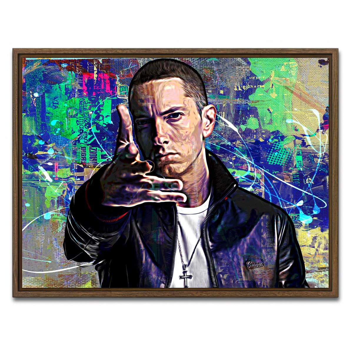 AUTO-MOCKUP WHITE | Eminem | 1 Piece | Walnut Framed Canvas | group=4x3