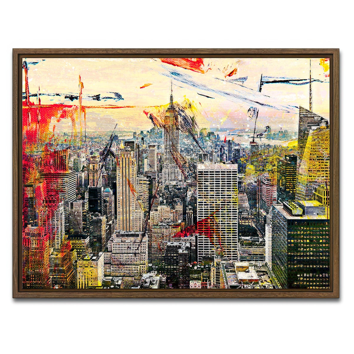 AUTO-MOCKUP WHITE | Empire State | 1 Piece | Walnut Framed Canvas | group=4x3