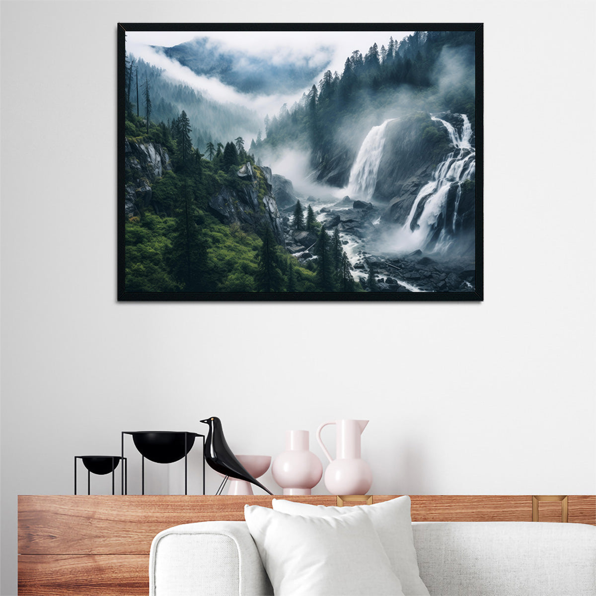 Enchanting Forest Waterfalls Wall Art