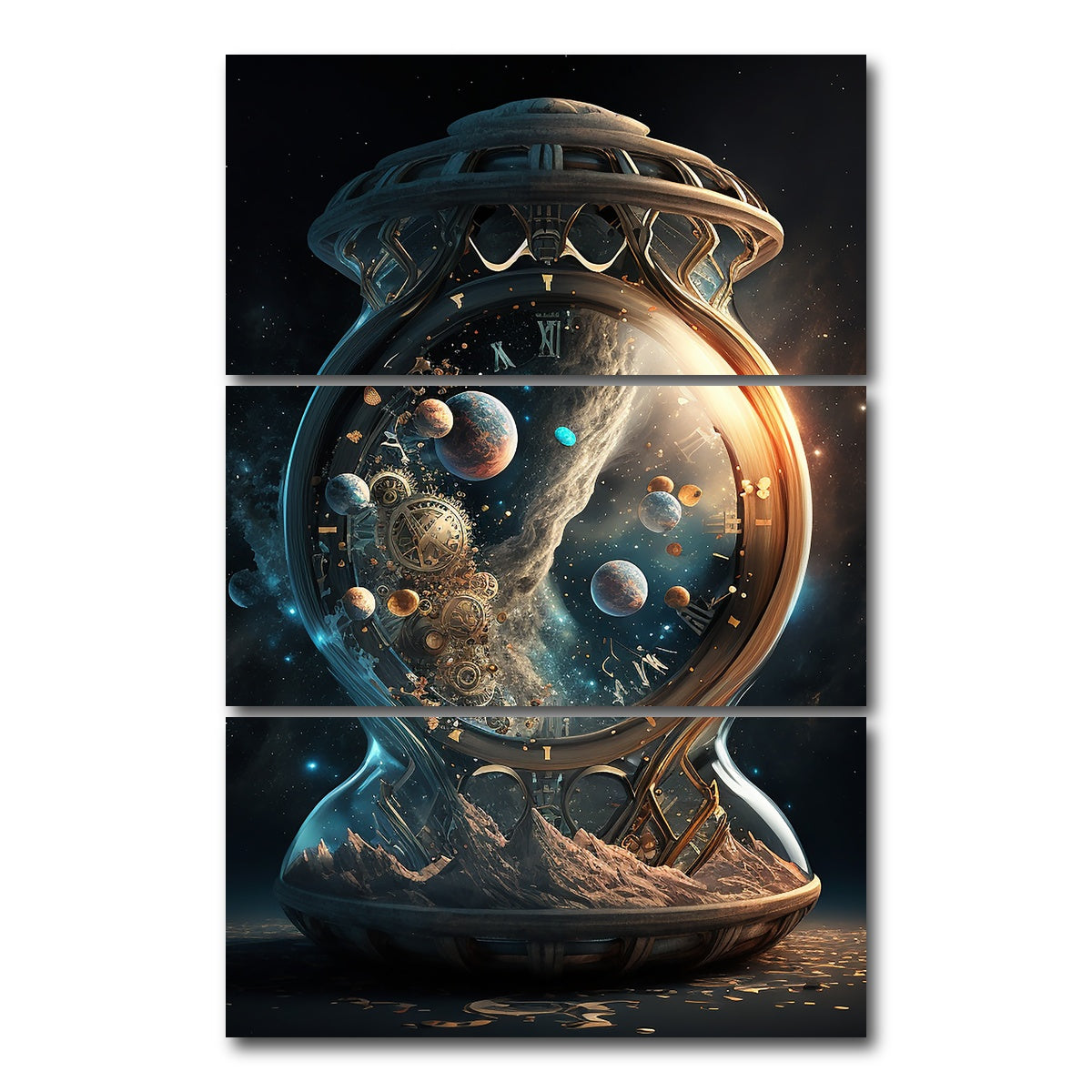 AUTO-MOCKUP WHITE | Eons of Planets | 3 Piece | Gallery Wrap Canvas | group=12x24_stacked