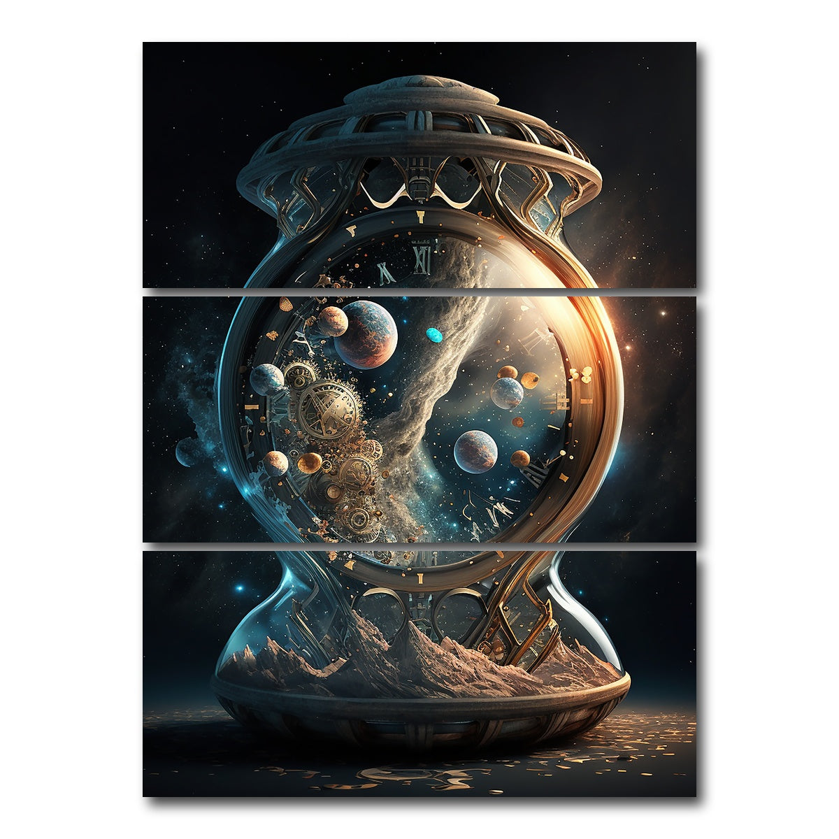 AUTO-MOCKUP WHITE | Eons of Planets | 3 Piece | Gallery Wrap Canvas | group=8x18_stacked