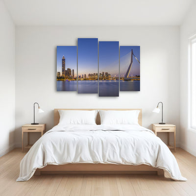 AUTO-MOCKUP ROOM | Erasmus Bridge and Rotterdam skyline in the evening