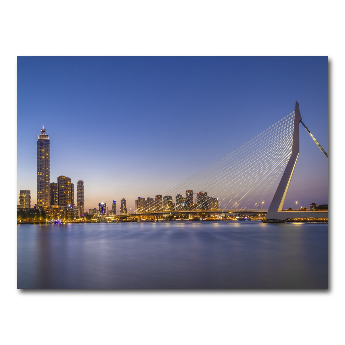 AUTO-MOCKUP WHITE | Erasmus Bridge and Rotterdam skyline in the evening | 1 Piece | Gallery Wrap Canvas | group=4x3