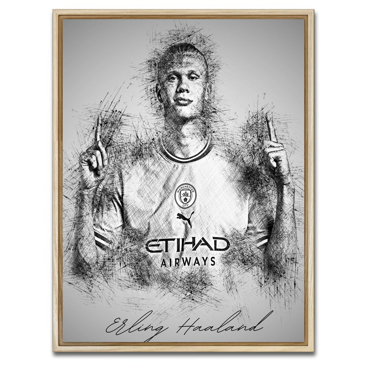 AUTO-MOCKUP WHITE | Erling Haaland | 1 Piece | Natural Framed Canvas | group=3x4