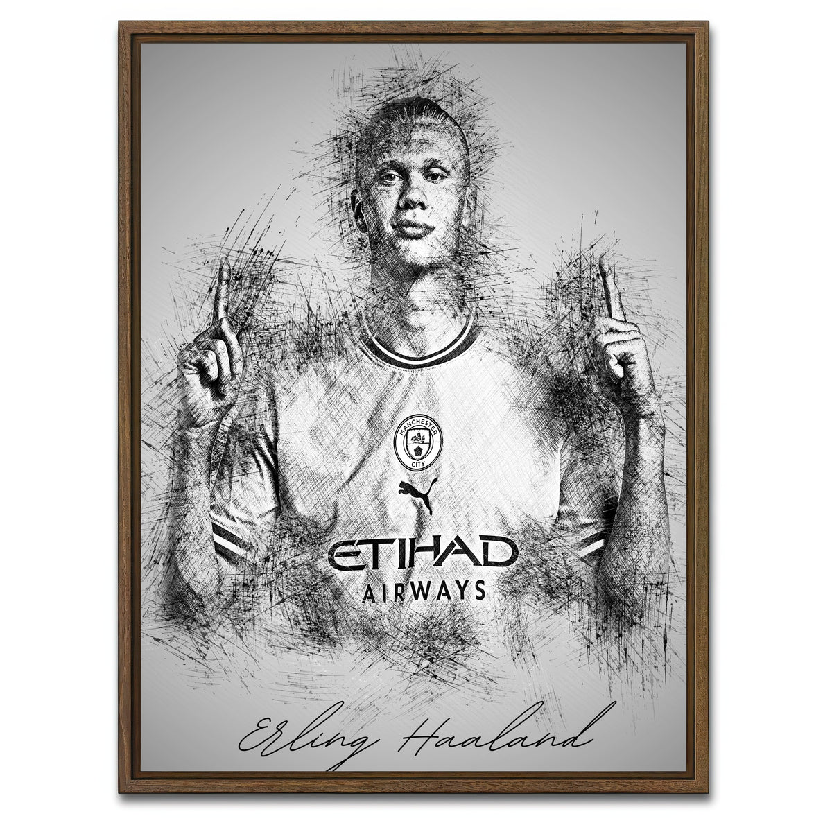 AUTO-MOCKUP WHITE | Erling Haaland | 1 Piece | Walnut Framed Canvas | group=3x4