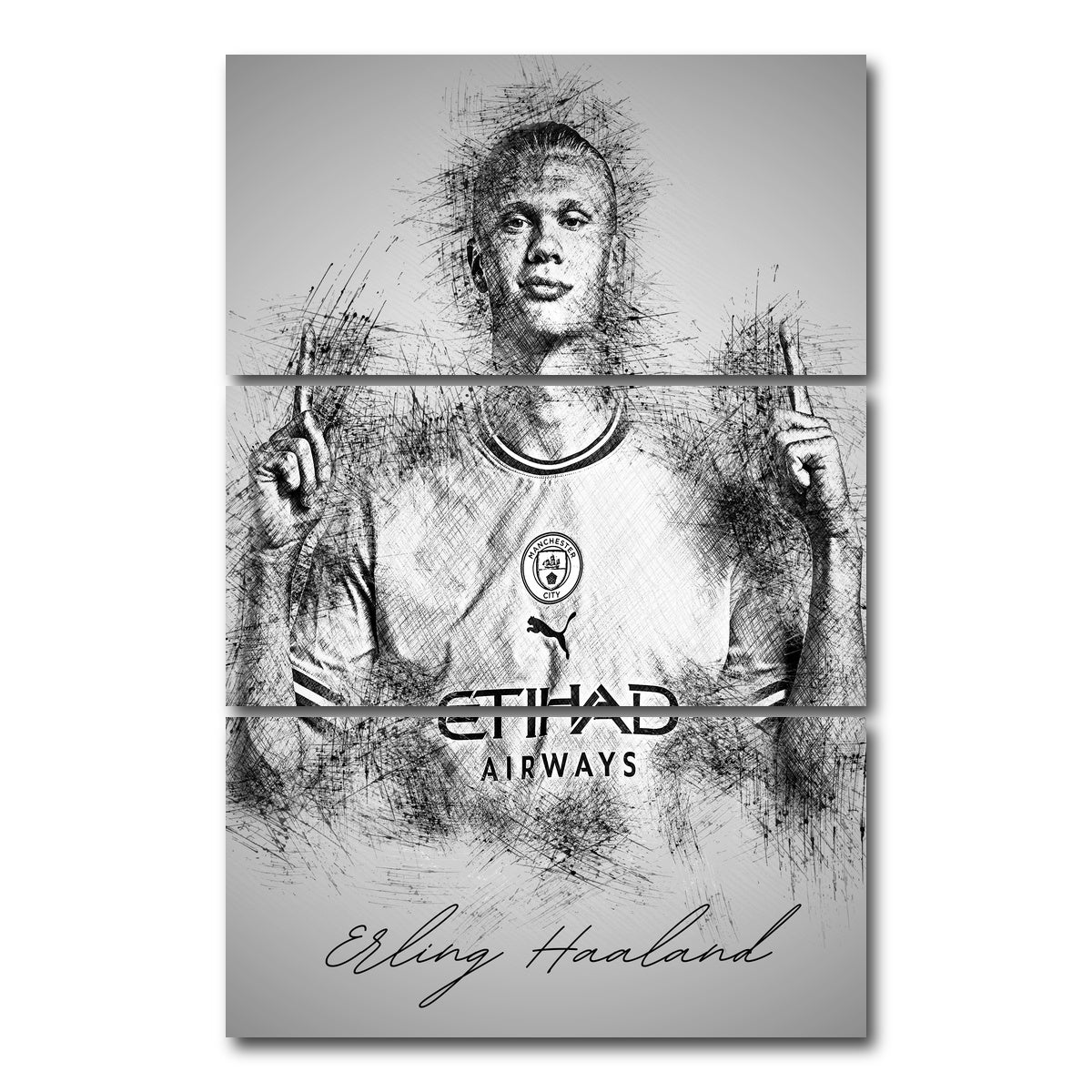 AUTO-MOCKUP WHITE | Erling Haaland | 3 Piece | Gallery Wrap Canvas | group=12x24_stacked