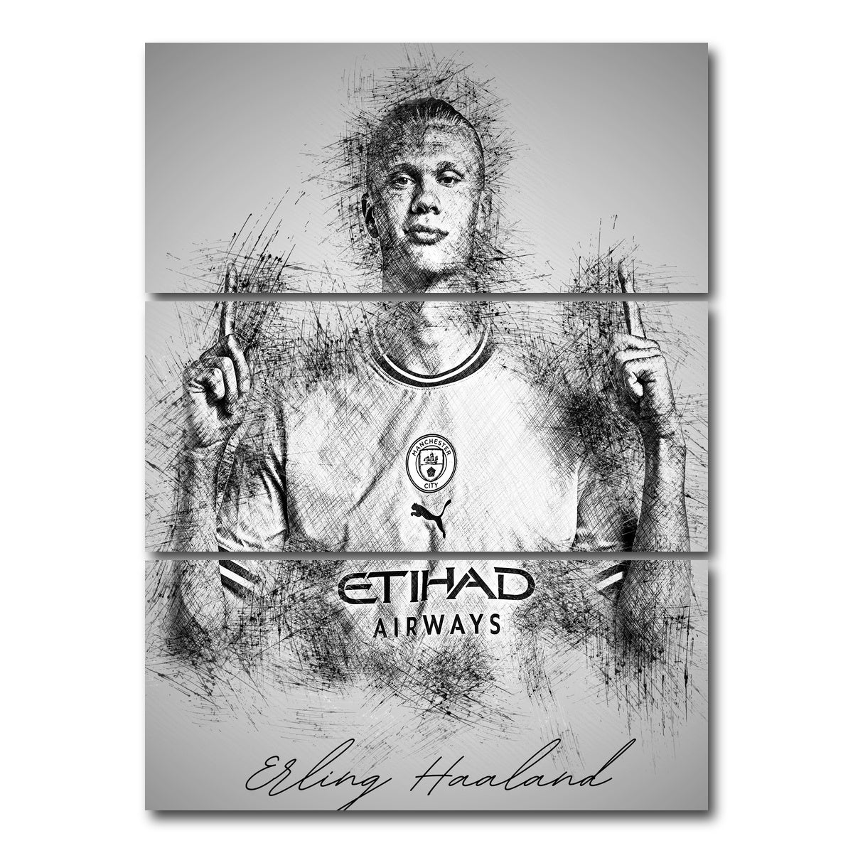 AUTO-MOCKUP WHITE | Erling Haaland | 3 Piece | Gallery Wrap Canvas | group=8x18_stacked