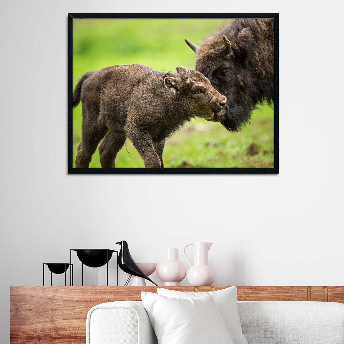 European Bison and Calf Wall Art