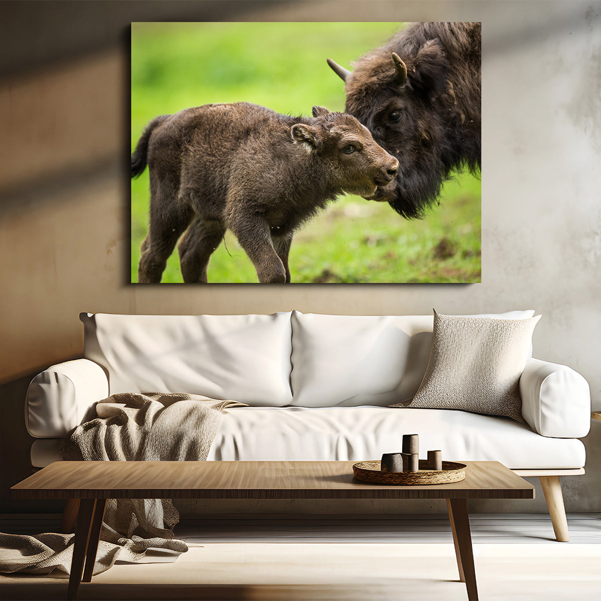 European Bison and Calf Wall Art