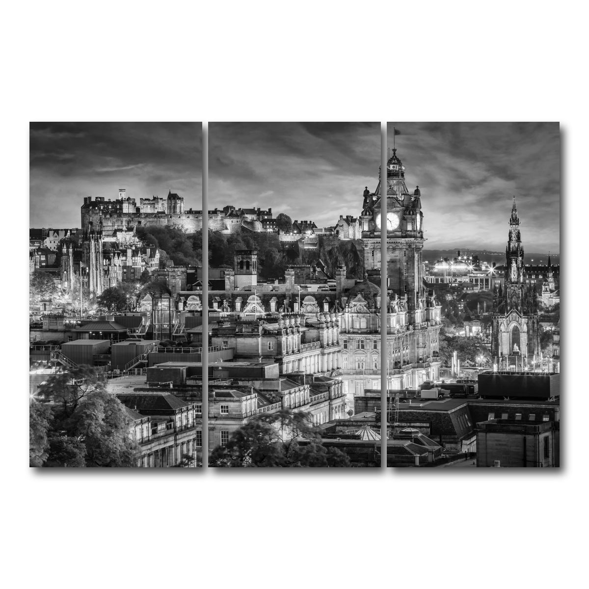 AUTO-MOCKUP WHITE | Evening impression from Edinburgh | 3 Piece | Gallery Wrap Canvas | group=12x24