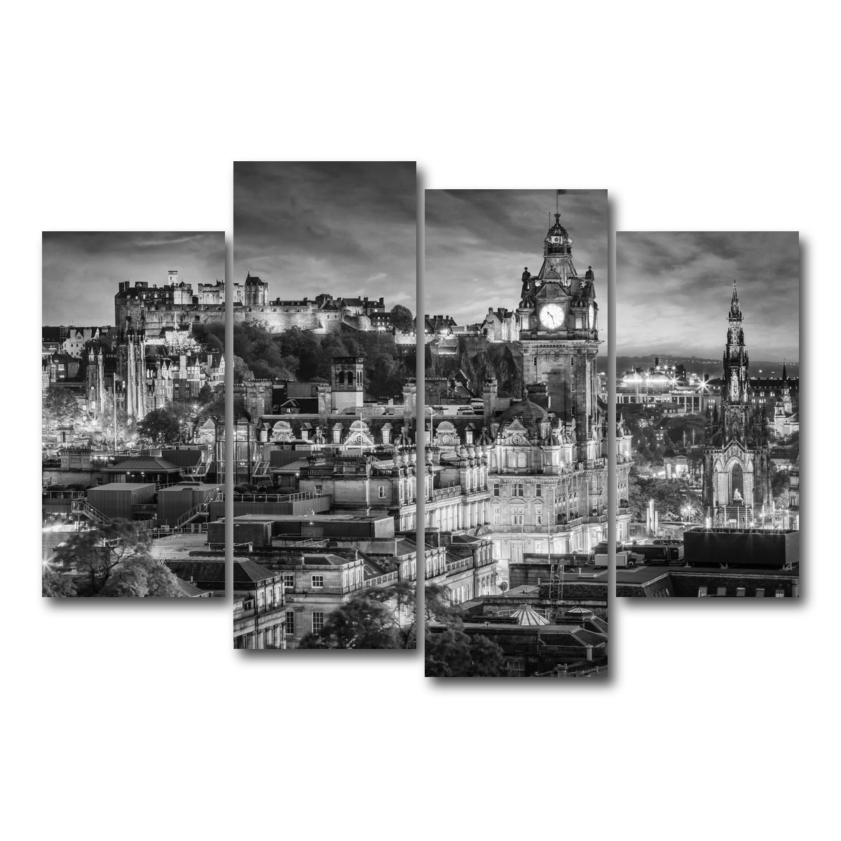 AUTO-MOCKUP WHITE | Evening impression from Edinburgh | 4 Piece | Gallery Wrap Canvas | group=4_short