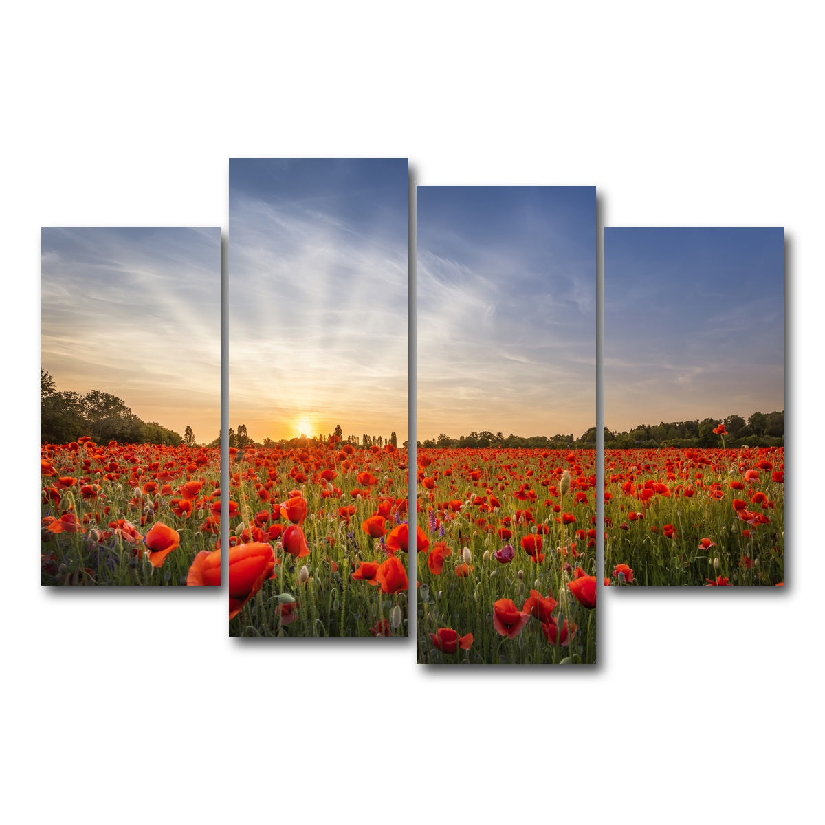 AUTO-MOCKUP WHITE | Evening in a poppy field | 4 Piece | Gallery Wrap Canvas | group=4_short