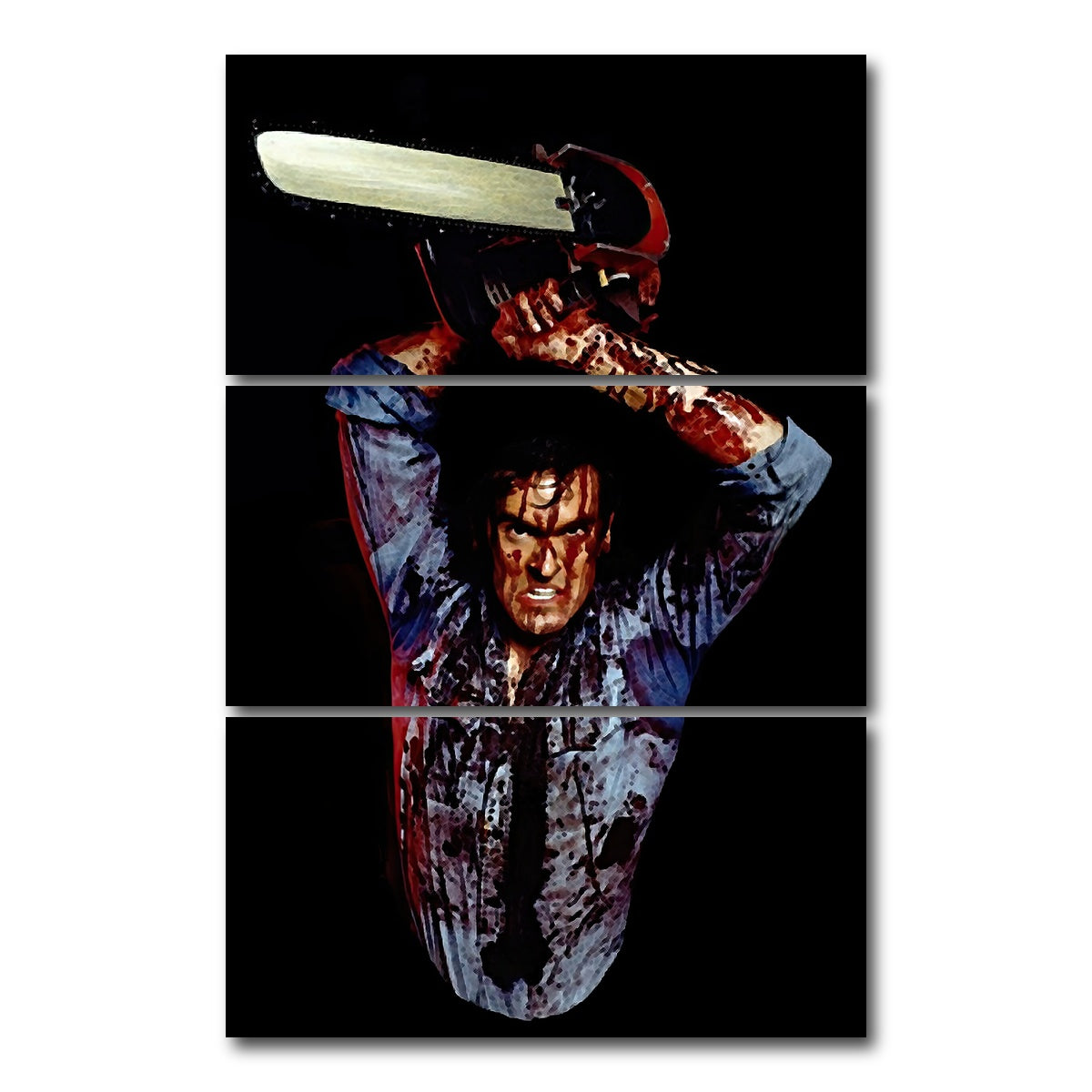 AUTO-MOCKUP WHITE | Evil Dead Ash | 3 Piece | Gallery Wrap Canvas | group=12x24_stacked