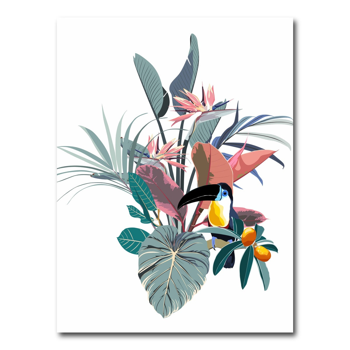 AUTO-MOCKUP WHITE | Exotic flowers & toucan | 1 Piece | Gallery Wrap Canvas | group=3x4