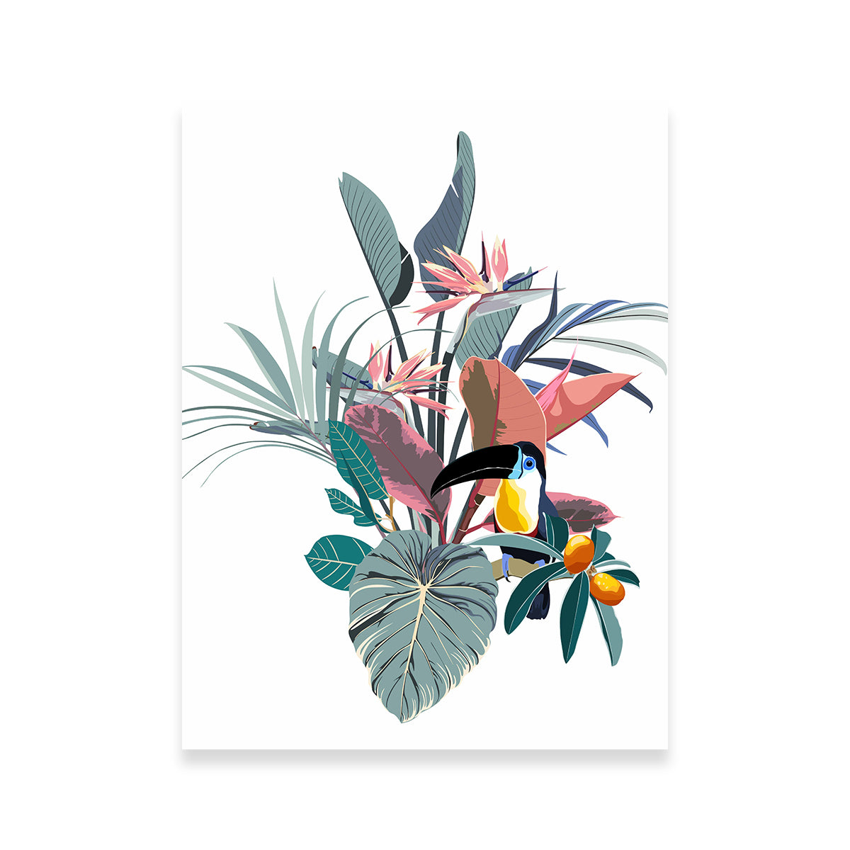 Exotic Flowers & Toucan Wall Art