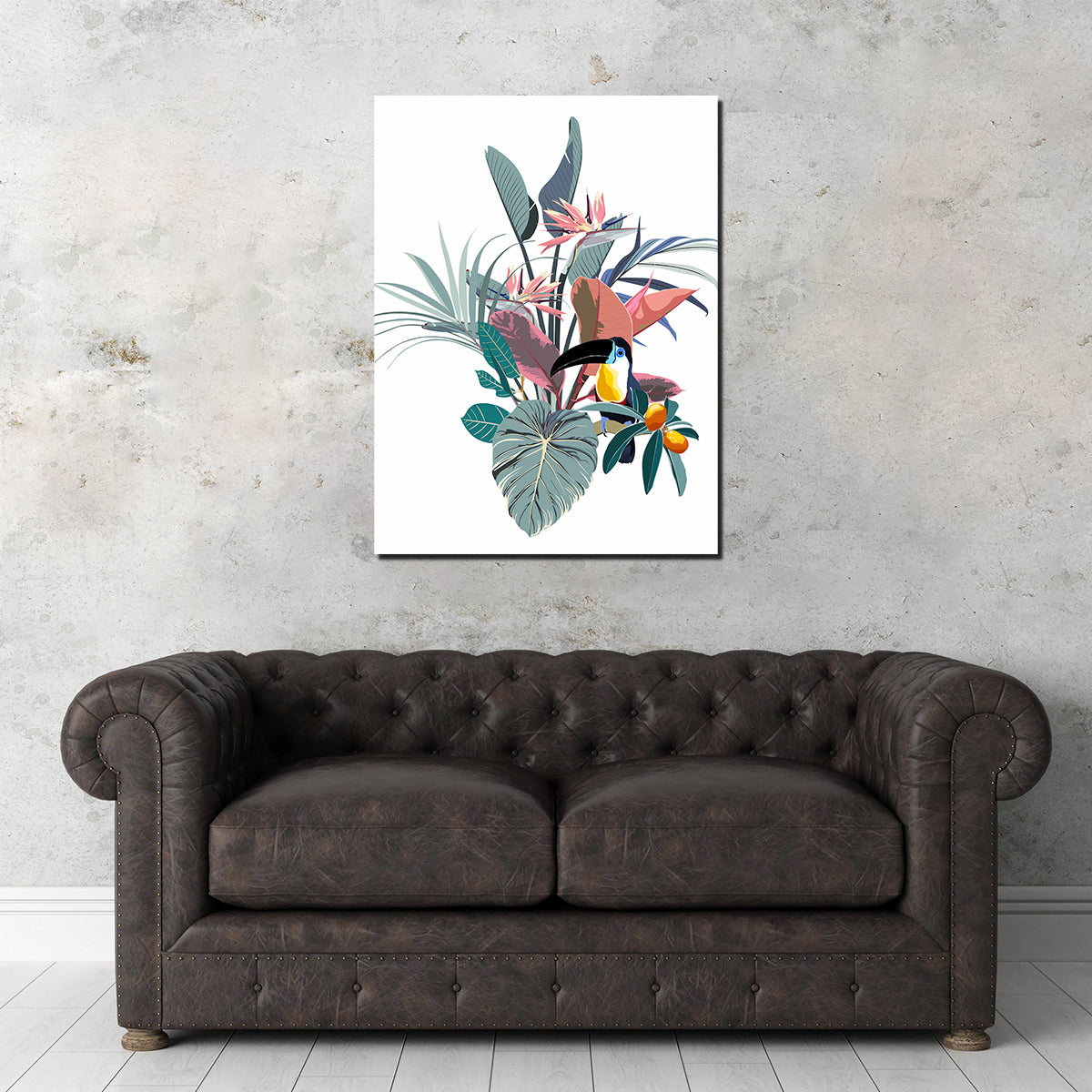 Exotic Flowers & Toucan Wall Art
