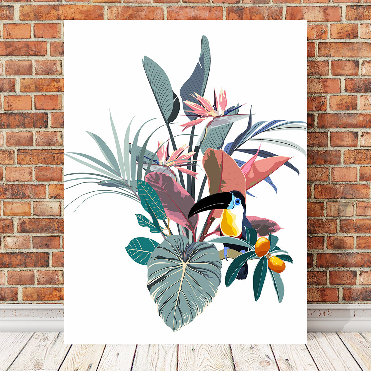 Exotic Flowers & Toucan Wall Art