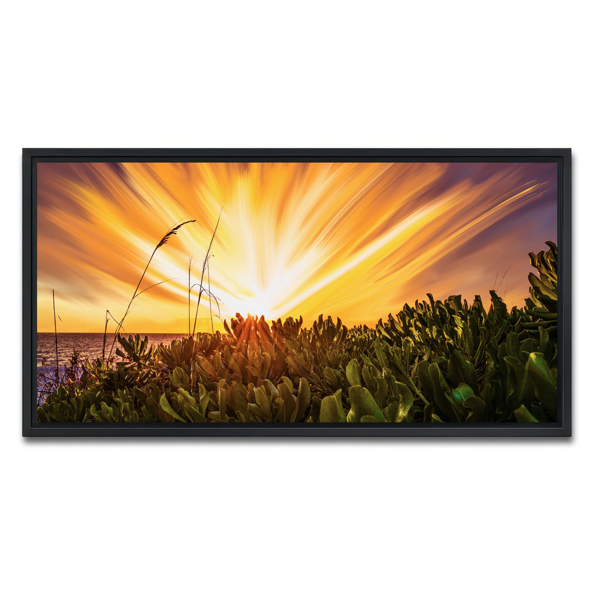 AUTO-MOCKUP WHITE | Exploding Sunset | 1 Piece | Black Framed Canvas | group=2x1