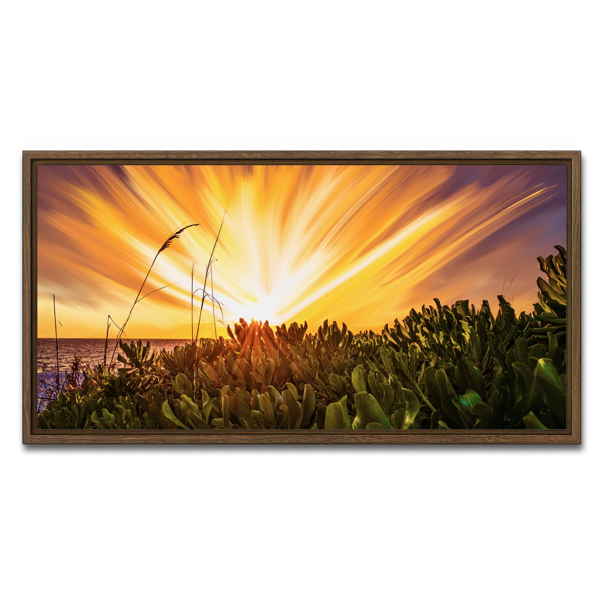 AUTO-MOCKUP WHITE | Exploding Sunset | 1 Piece | Walnut Framed Canvas | group=2x1