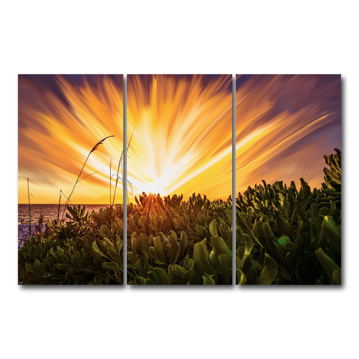 AUTO-MOCKUP WHITE | Exploding Sunset | 3 Piece | Gallery Wrap Canvas | group=12x24