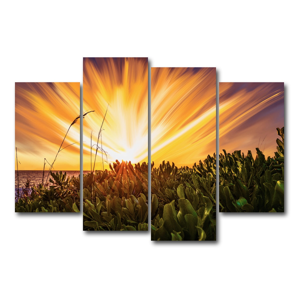 AUTO-MOCKUP WHITE | Exploding Sunset | 4 Piece | Gallery Wrap Canvas | group=4_short