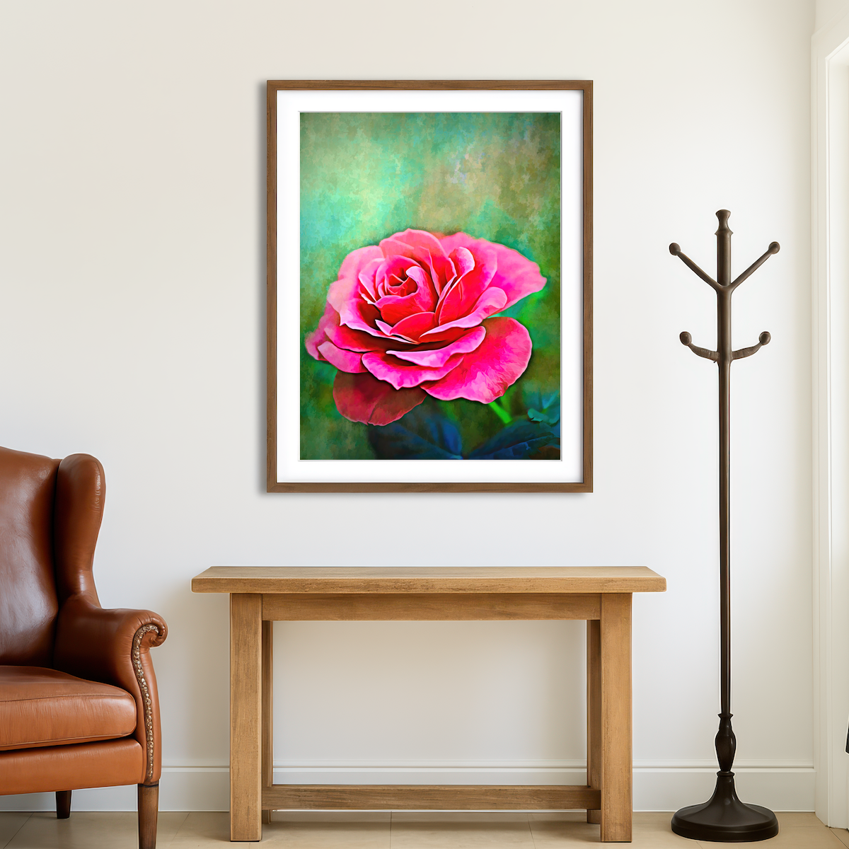 AUTO-MOCKUP ROOM | Exquisite Pink Rose Wall Art