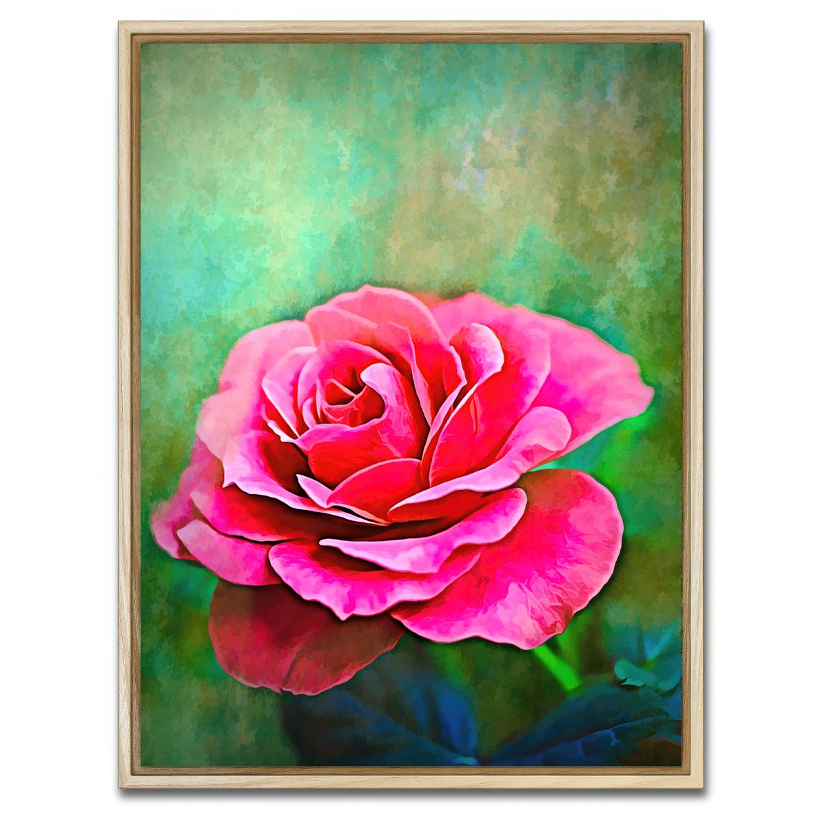 AUTO-MOCKUP WHITE | Exquisite Pink Rose | 1 Piece | Natural Framed Canvas | group=3x4