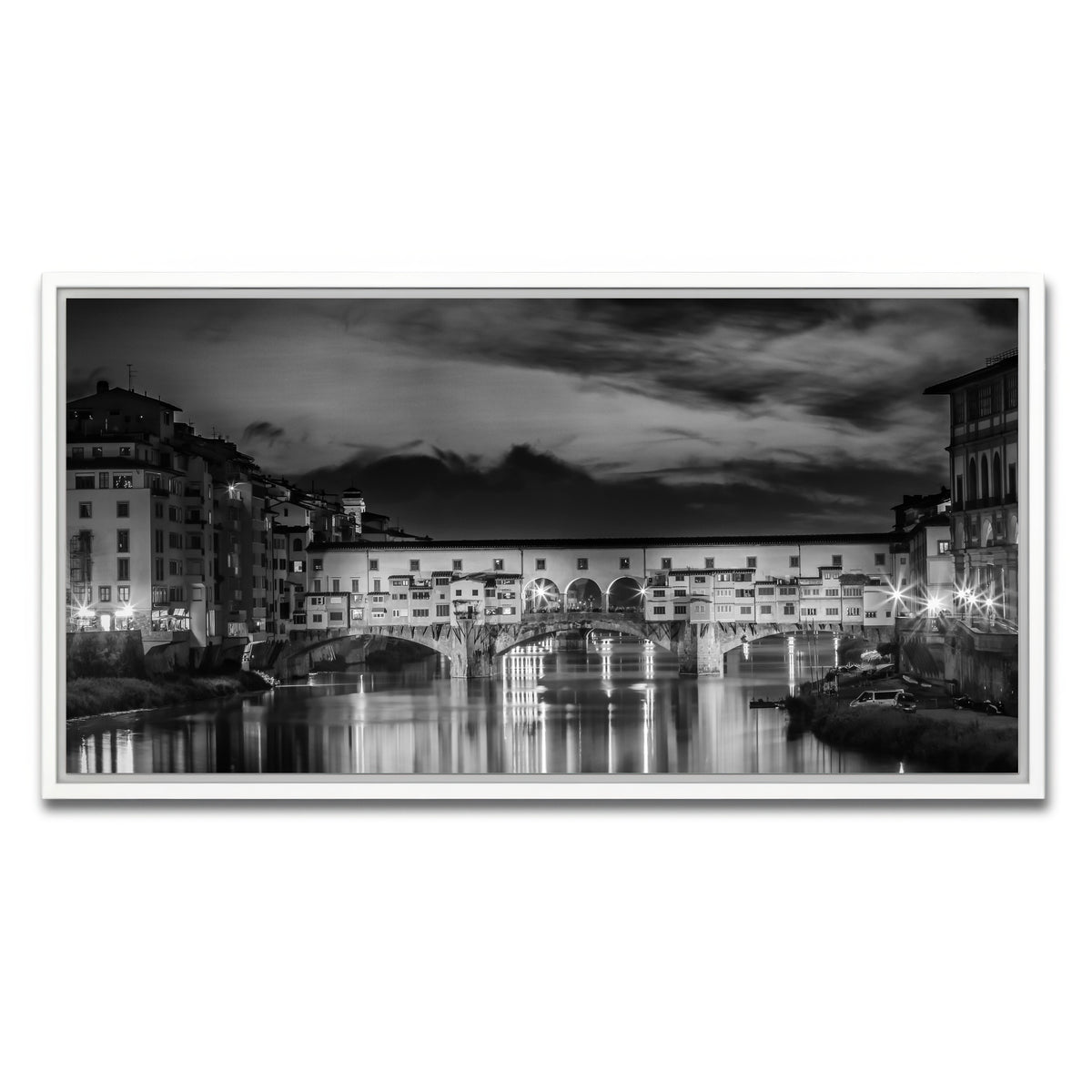 AUTO-MOCKUP WHITE | FLORENCE Ponte Vecchio at Sunset | 1 Piece | White Framed Canvas | group=2x1