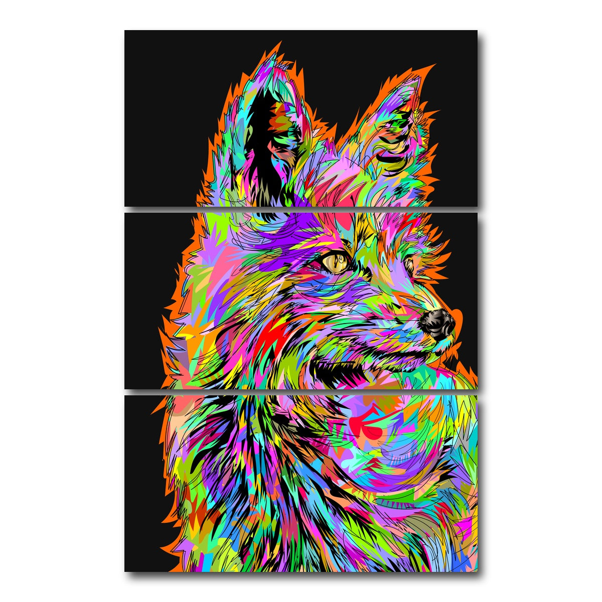 AUTO-MOCKUP WHITE | FOX DEVIL | 3 Piece | Gallery Wrap Canvas | group=12x24_stacked
