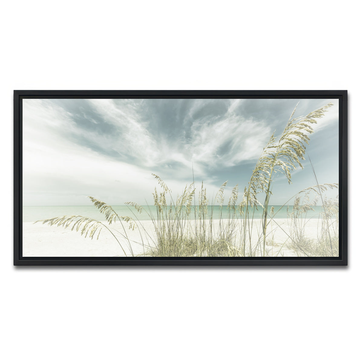 AUTO-MOCKUP WHITE | Faded calmness on the beach | 1 Piece | Black Framed Canvas | group=2x1