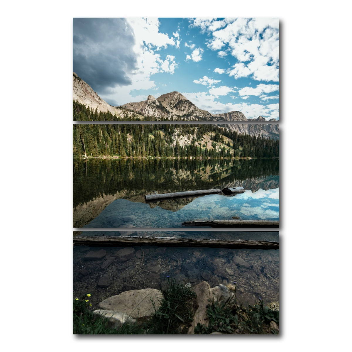 AUTO-MOCKUP WHITE | Fairy Lake Reflection | 3 Piece | Gallery Wrap Canvas | group=12x24_stacked