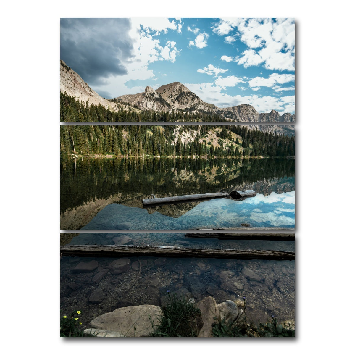 AUTO-MOCKUP WHITE | Fairy Lake Reflection | 3 Piece | Gallery Wrap Canvas | group=8x18_stacked