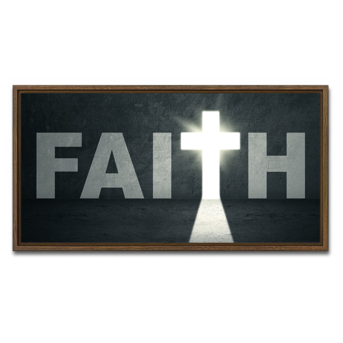AUTO-MOCKUP WHITE | Faith Cross | 1 Piece | Walnut Framed Canvas | group=2x1