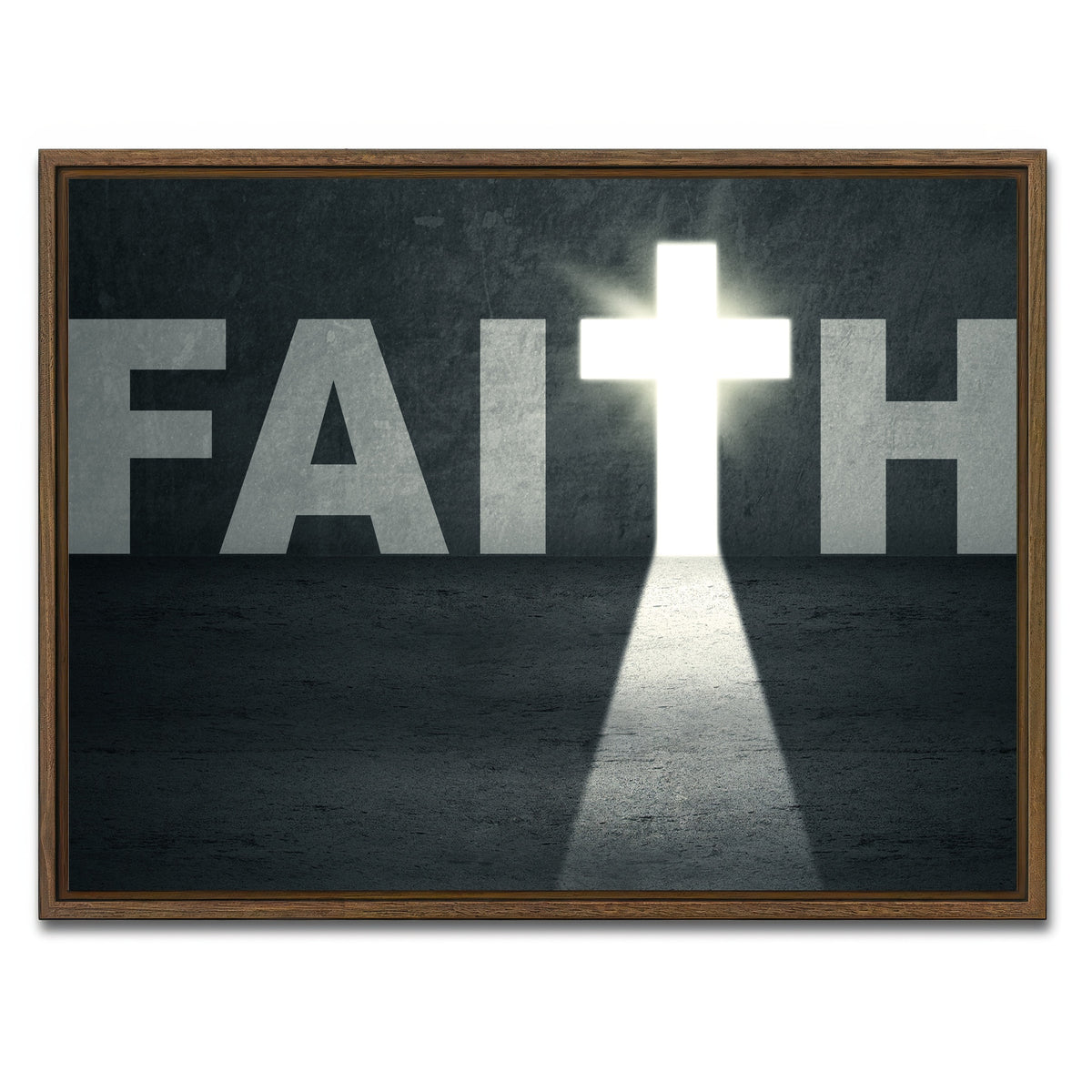 AUTO-MOCKUP WHITE | Faith Cross | 1 Piece | Walnut Framed Canvas | group=4x3