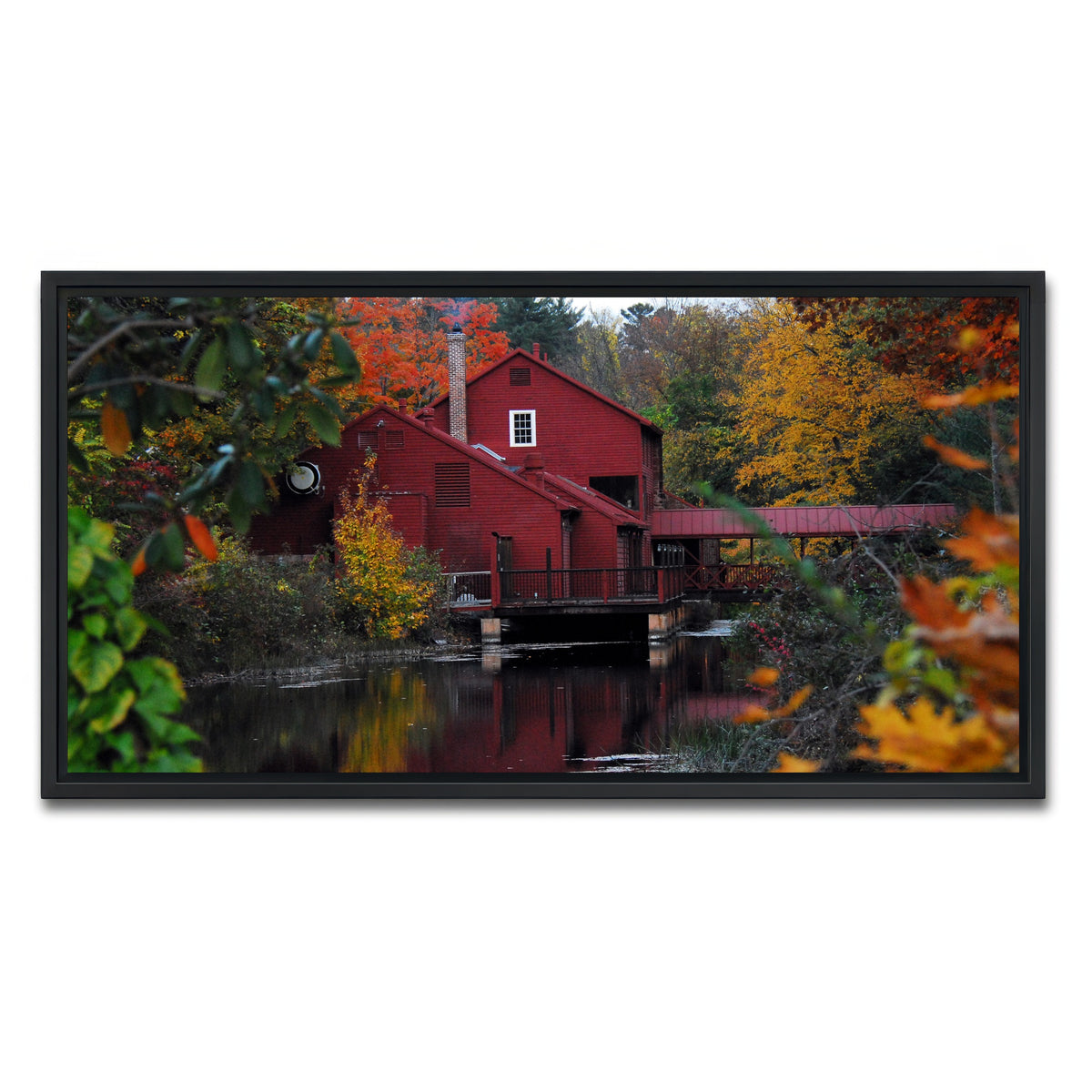 AUTO-MOCKUP WHITE | Fall Colors in Historic Connecticut | 1 Piece | Black Framed Canvas | group=2x1
