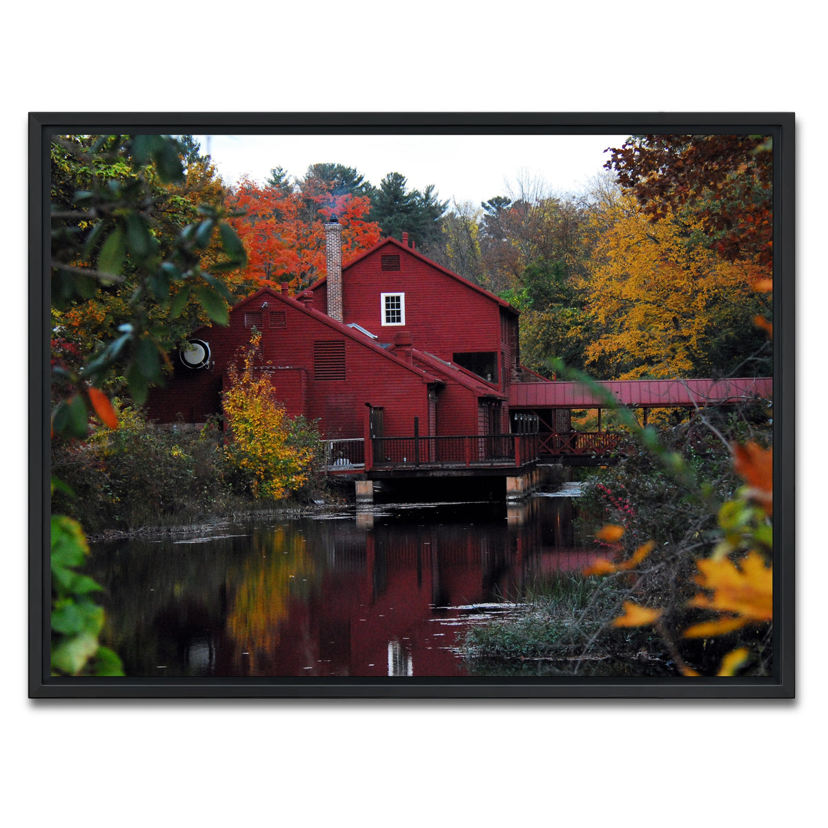 AUTO-MOCKUP WHITE | Fall Colors in Historic Connecticut | 1 Piece | Black Framed Canvas | group=4x3
