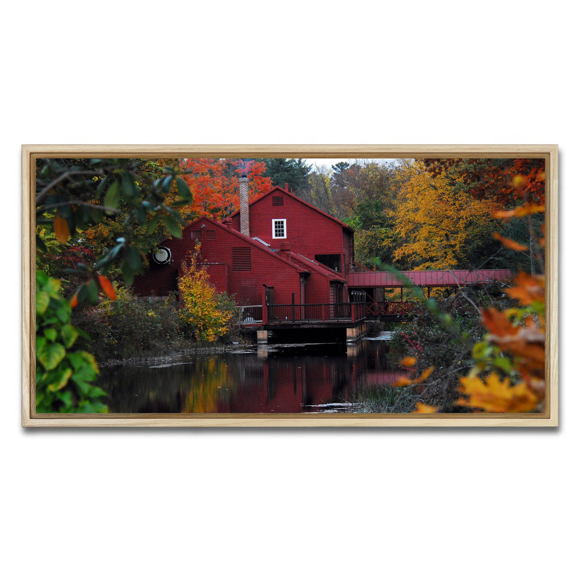 AUTO-MOCKUP WHITE | Fall Colors in Historic Connecticut | 1 Piece | Natural Framed Canvas | group=2x1