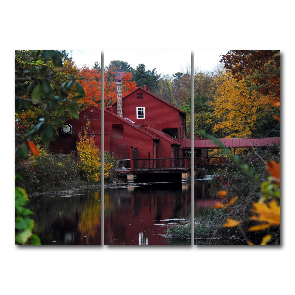 AUTO-MOCKUP WHITE | Fall Colors in Historic Connecticut | 3 Piece | Gallery Wrap Canvas | group=8x18
