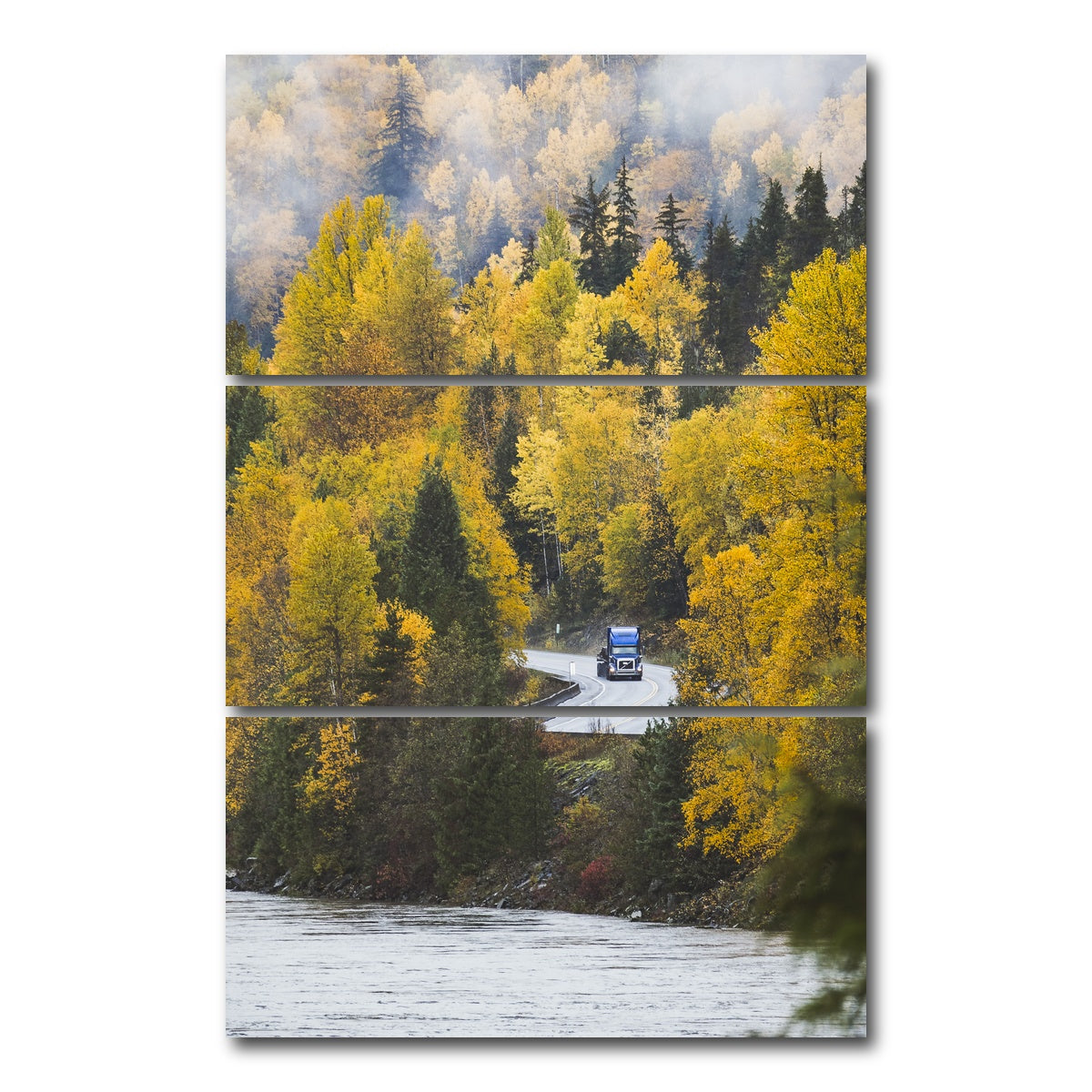 AUTO-MOCKUP WHITE | Fall Colors in Northern BC 3 | 3 Piece | Gallery Wrap Canvas | group=12x24_stacked