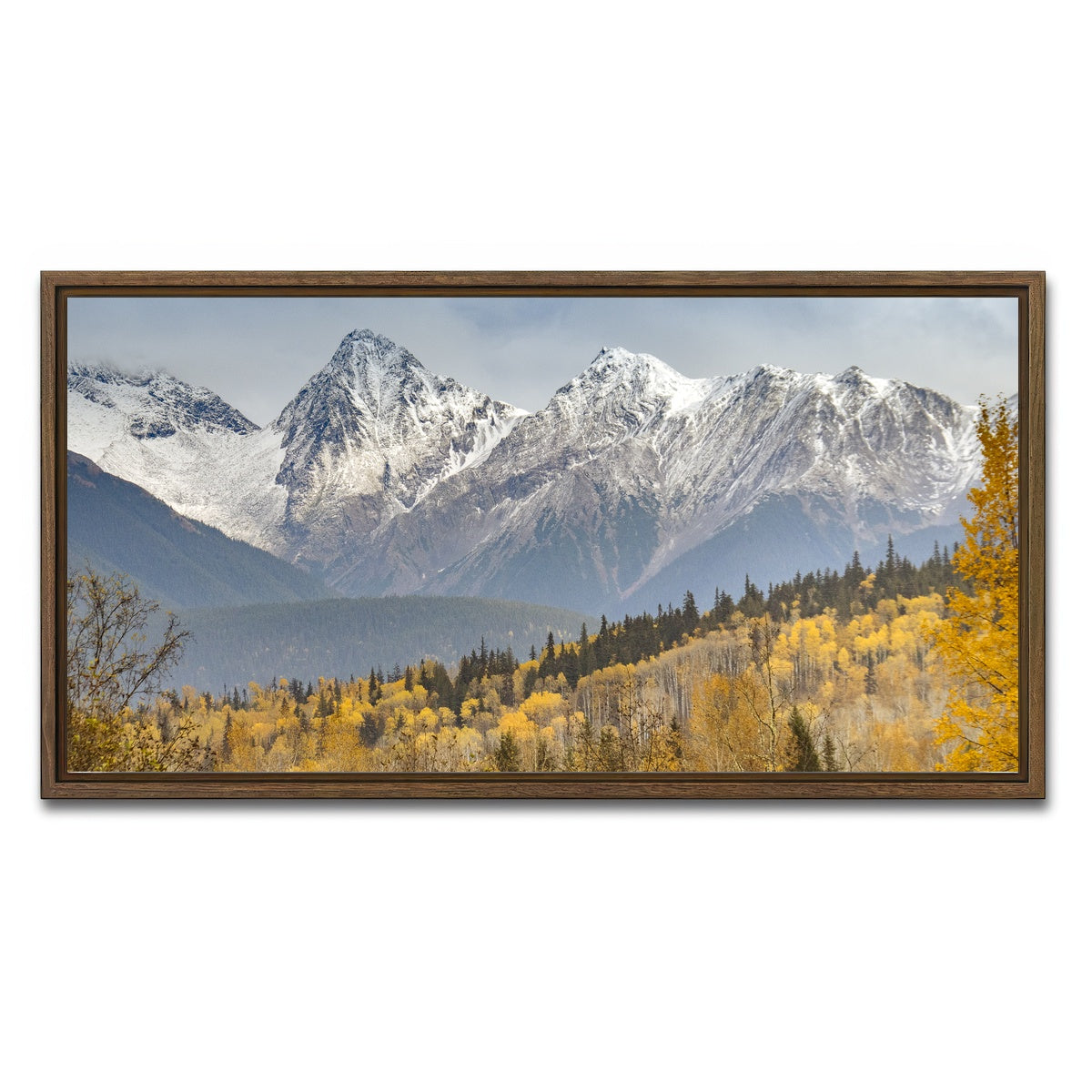 AUTO-MOCKUP WHITE | Fall Colors in Northern BC | 1 Piece | Walnut Framed Canvas | group=2x1
