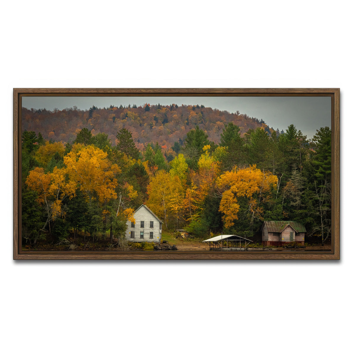 AUTO-MOCKUP WHITE | Fall in the Adirondacks | 1 Piece | Walnut Framed Canvas | group=2x1