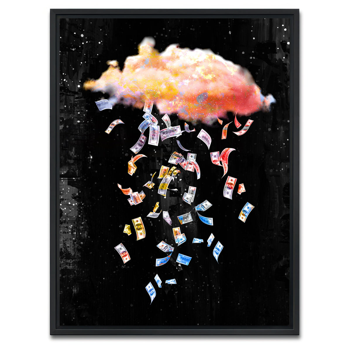 AUTO-MOCKUP WHITE | Falling Dollars | 1 Piece | Black Framed Canvas | group=3x4