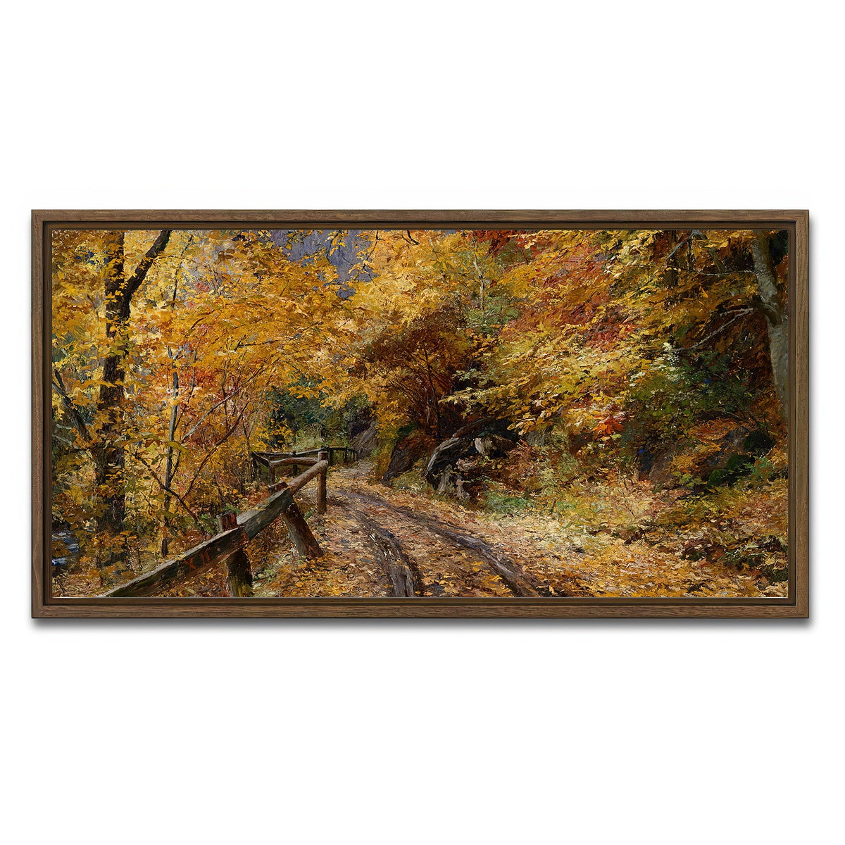 AUTO-MOCKUP WHITE | Falling Leaves | 1 Piece | Walnut Framed Canvas | group=2x1