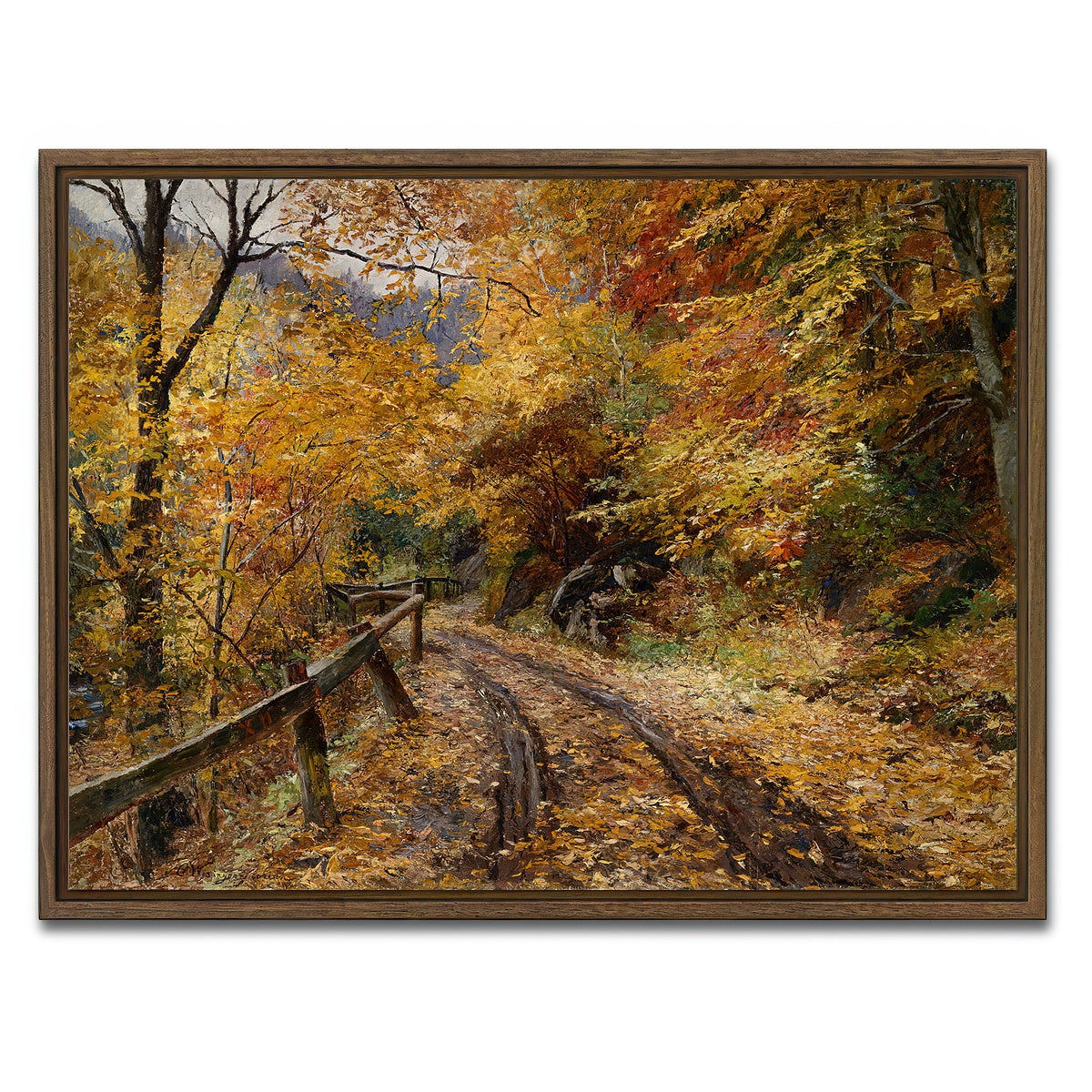 AUTO-MOCKUP WHITE | Falling Leaves | 1 Piece | Walnut Framed Canvas | group=4x3