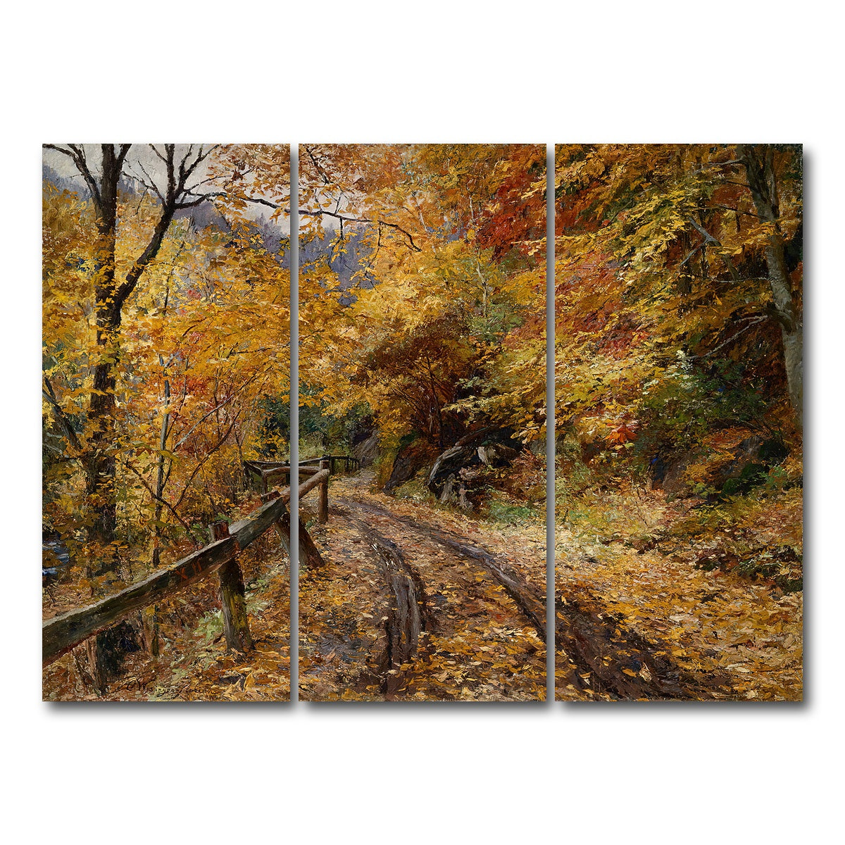 AUTO-MOCKUP WHITE | Falling Leaves | 3 Piece | Gallery Wrap Canvas | group=8x18