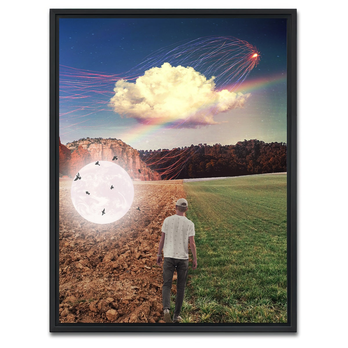 AUTO-MOCKUP WHITE | Falling Moon Birds | 1 Piece | Black Framed Canvas | group=3x4